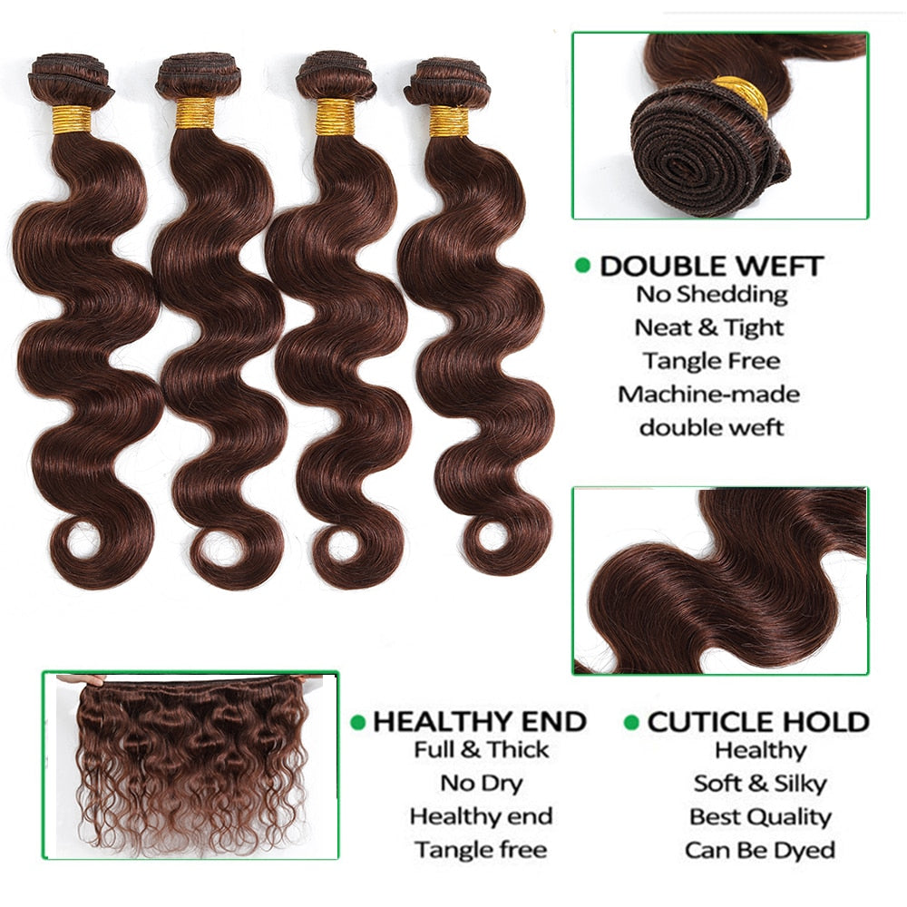 Closure Body Wave Brazilian Human Hair Weave Bundles - LA FEMME LOGA