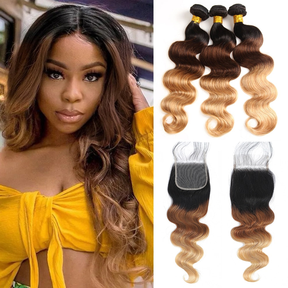 Closure Body Wave Brazilian Human Hair Weave Bundles - LA FEMME LOGA