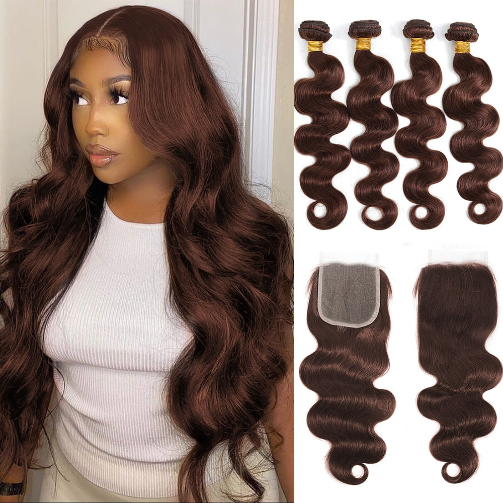 Closure Body Wave Brazilian Human Hair Weave Bundles - LA FEMME LOGA