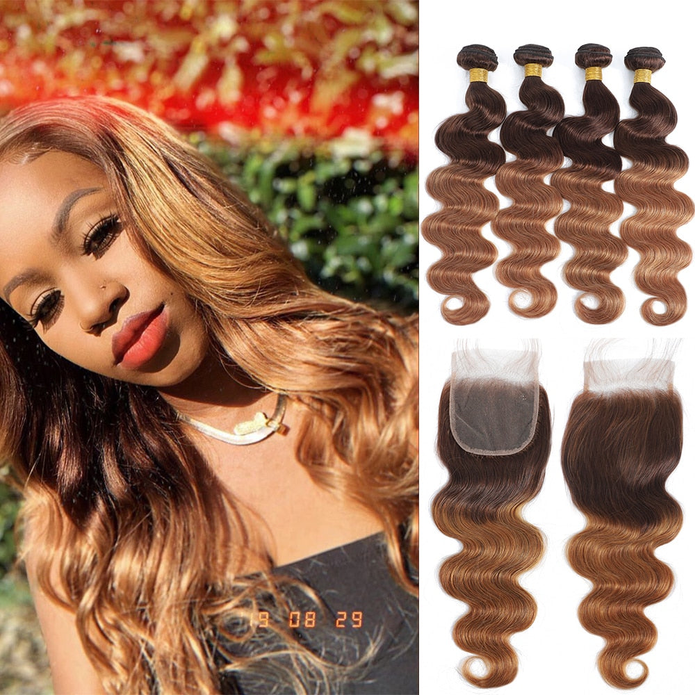 Closure Body Wave Brazilian Human Hair Weave Bundles - LA FEMME LOGA