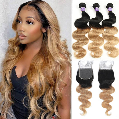 Closure Body Wave Brazilian Human Hair Weave Bundles - LA FEMME LOGA